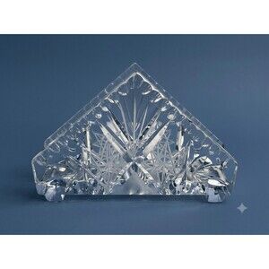 Vintage Bohemian Cut Crystal Napkin Letter Holder Fan Pinwheel Starburst Czech